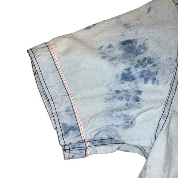 NWT SYN Jeans Twill Trim Men’s Short Sleeve Button Down Denim Shirt Size XL - Picture 4 of 4